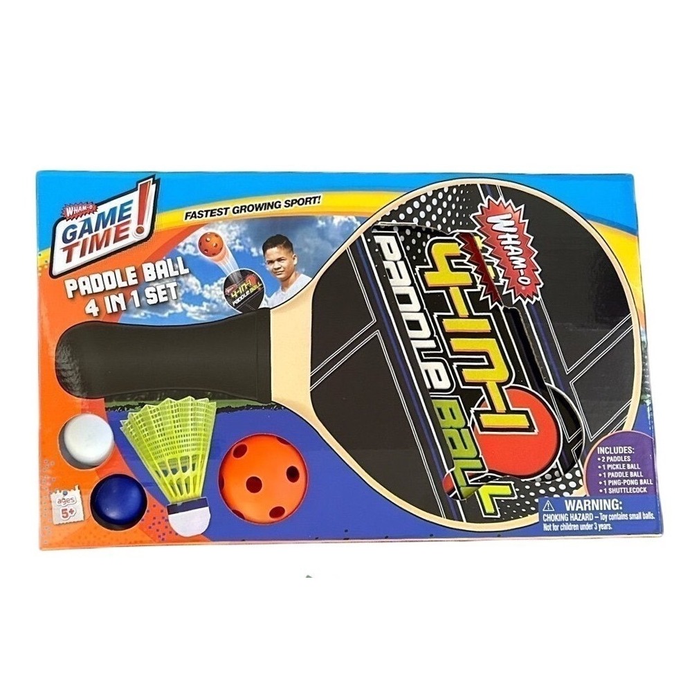 Wham-O 4 in 1 Paddle‎ Ball Set Pickleball Ping Pong Shuttlecock Game New
